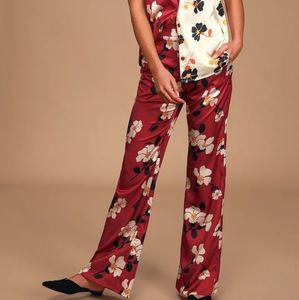 NWT Lulu's Aloha to You Floral Print Satin Pants